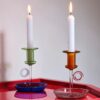 IVV LE BUGIE Candeliere h14cm - celeste/verde/ambra