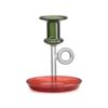 IVV LE BUGIE Candeliere  h14cm - verde/trasparente/rosso