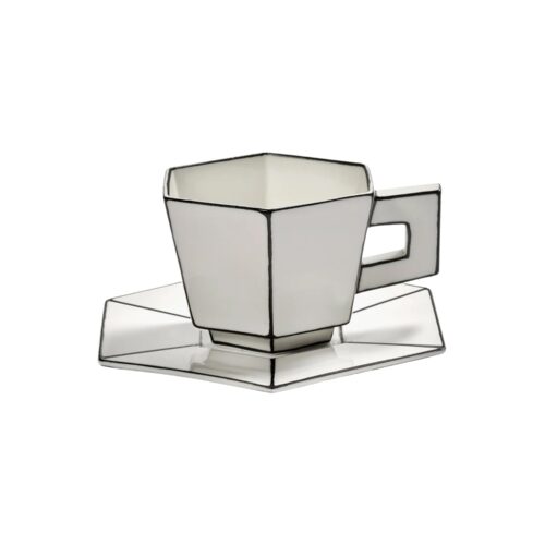 Serax CARTE BLANCHE Tazza cappuccino con piattino - bianco e nero