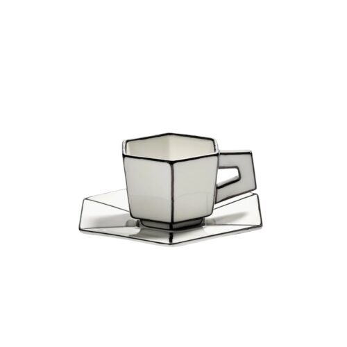 Serax CARTE BLANCHE Tazzina espresso con piattino - bianco e nero