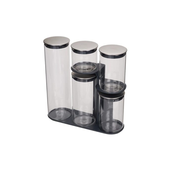 joseph-joseph-podium-100-set-di-5-contenitori-vetro-con-stand-1.jpg Joseph Joseph PODIUM 100 Set di 5 contenitori vetro con stand