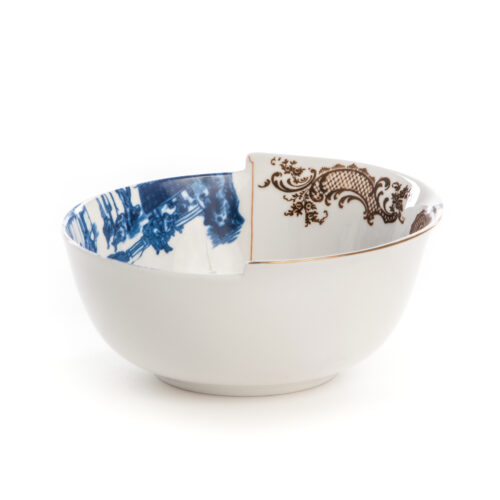 Seletti HYBRID DESPINA ciotola in porcellana 15,2cm - bianco/blu/marrone