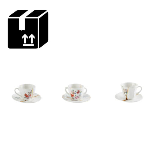 Seletti KINTSUGI Kit 6 tazzine caffè con piattino - bianco/multicolore