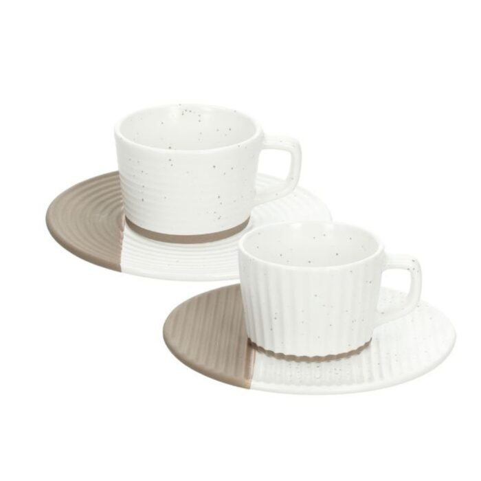 FOTO QUADRATA - 2 Tognana NEW MILK&C RICE Set 2 tazzine caffè con piattino 90cc - beige