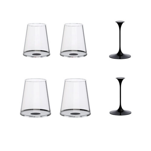 Trebonn SPLITGLASS ORIGINAL Set 2 steli magnetici + set 2 tumbler vino rosso + set 2 tumbler vino bianco - black