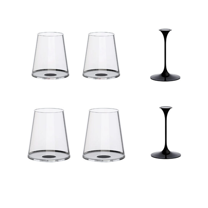 Trebonn SPLITGLASS ORIGINAL Set 2 steli magnetici + set 2 tumbler vino rosso + set 2 tumbler vino bianco - black