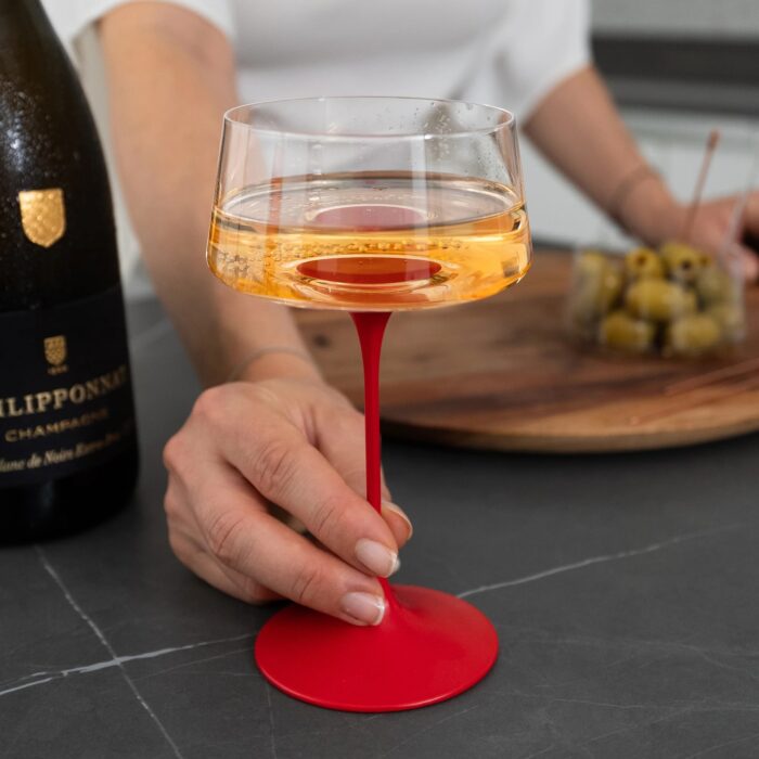 Trebonn SPLITGLASS ORIGINAL Set di 2 bicchieri da acqua/coppa champagne 25cl (senza stelo) - red