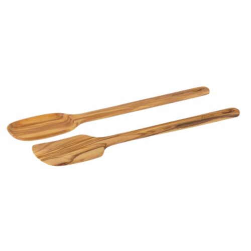 Bisetti Set 2 mestoli in ulivo (spatola e cucchiaio)