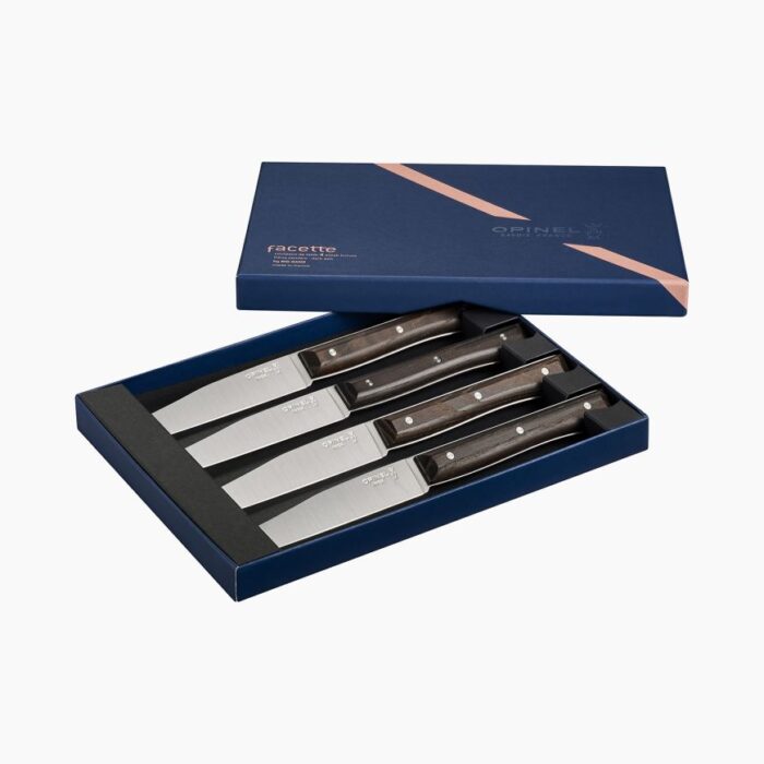 opinel-facette-set-4-coltelli-da-tavola-frassino-scuro-1.jpg OPINEL FACETTE Set 4 coltelli da tavola - frassino scuro