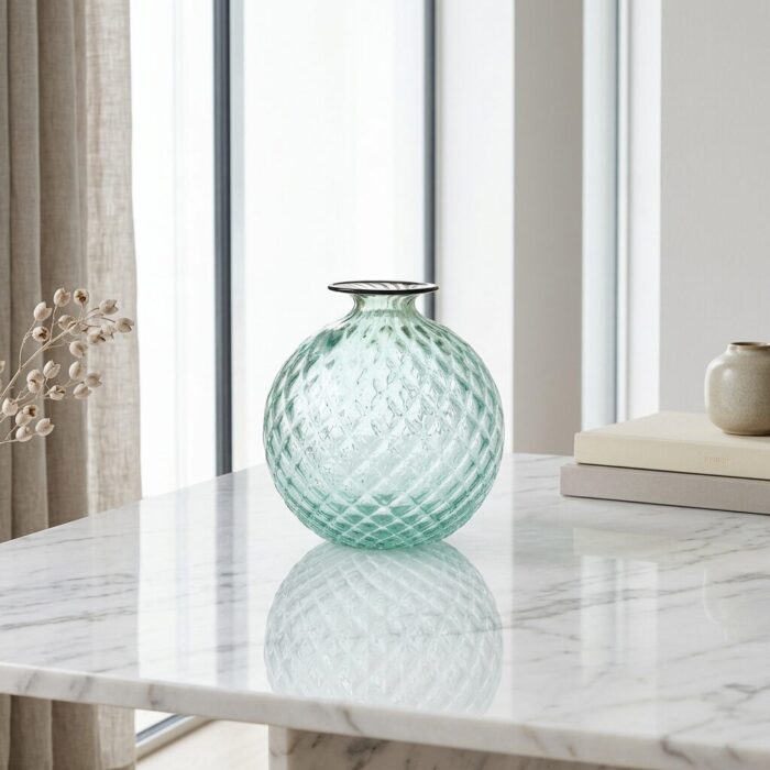 venini-balloton-vaso-monofiore-100.14-verde-menta-filo-rosso-2.jpg Venini BALLOTON Vaso monofiore 100.14 - verde menta filo rosso