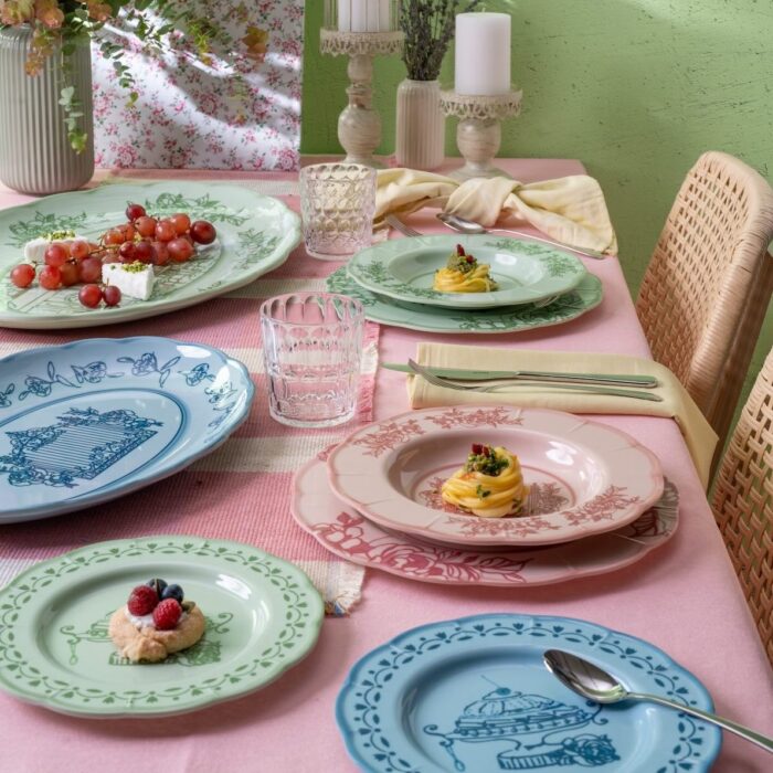 Guzzini JOSEPHINE Kit piatti per 6 persone 18 pezzi in melamina - rosa polvere