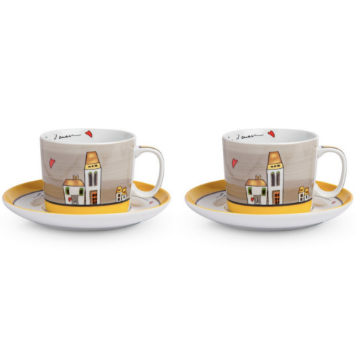 Egan LE CASETTE Set 2 tazze colazione con piattino 340ml - giallo