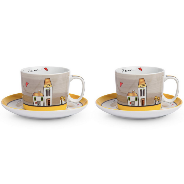 Egan LE CASETTE Set 2 tazze colazione con piattino 340ml - giallo